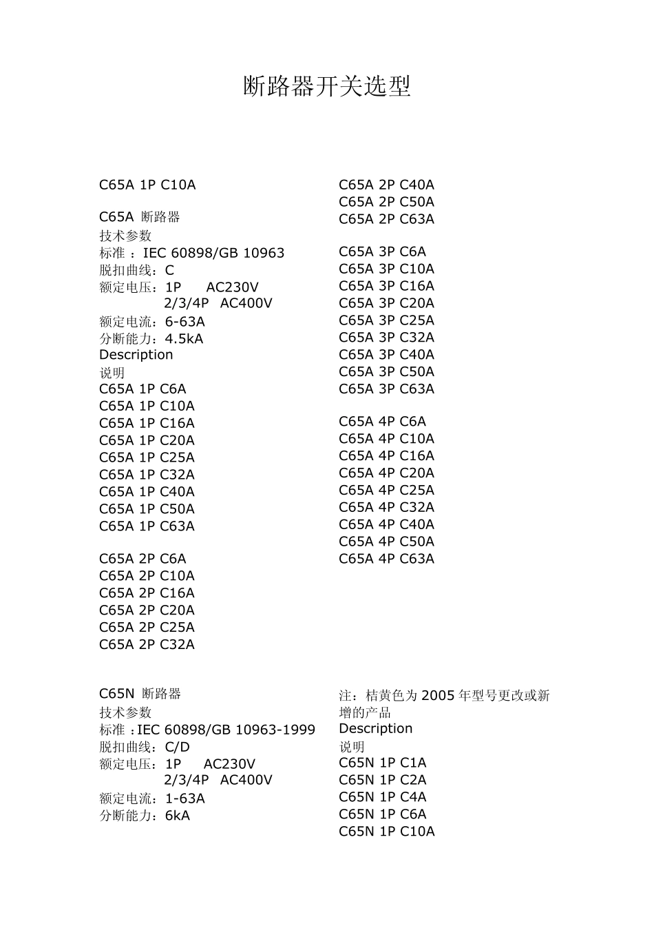 开关断路器型号_第1页