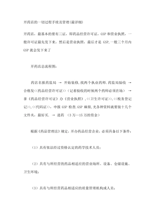 开药店(一切手续及管理我的最详细)
