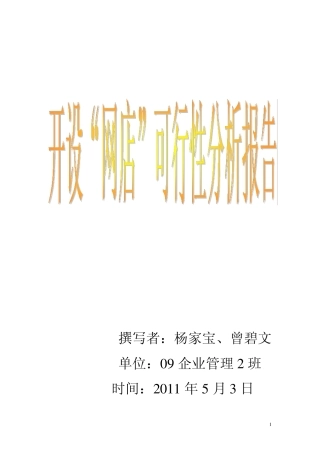 开设“网店”可行性分析报告