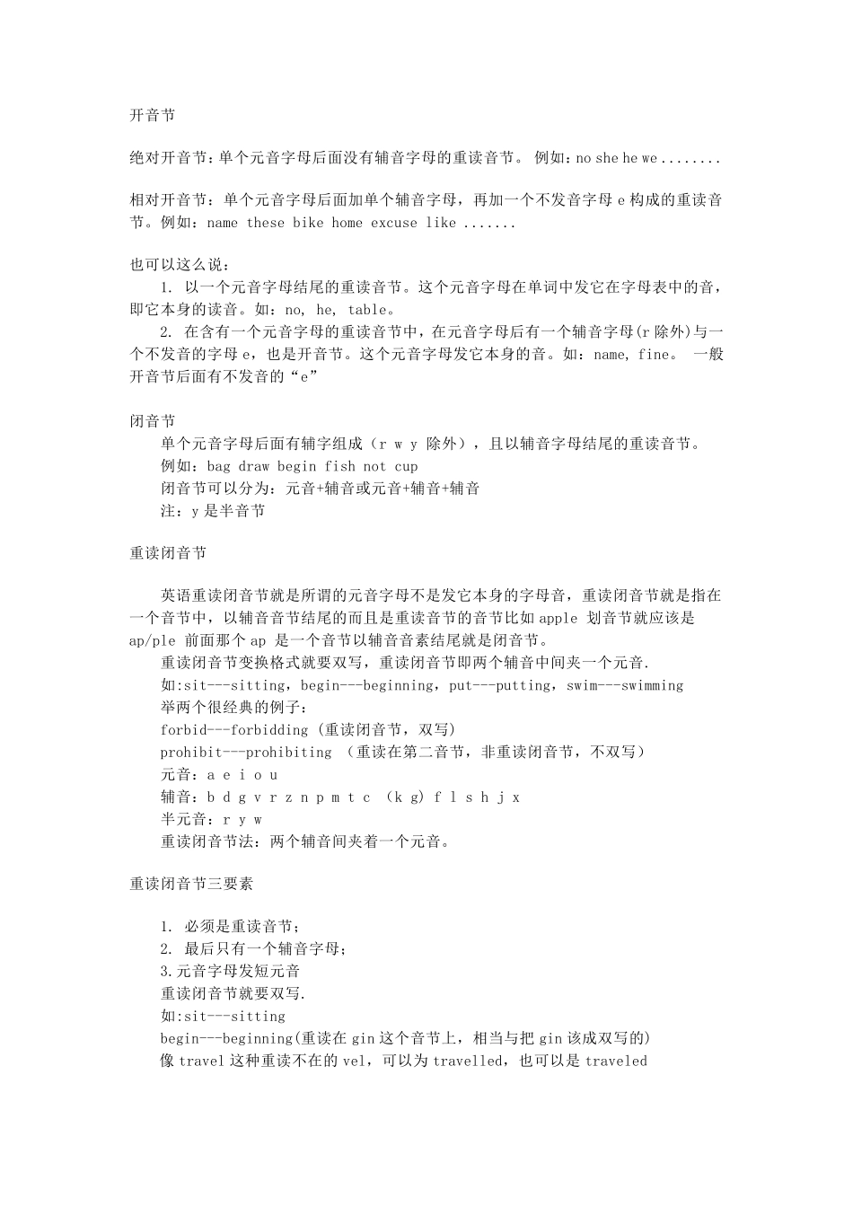 开音节闭音节及英语发音规则_第1页
