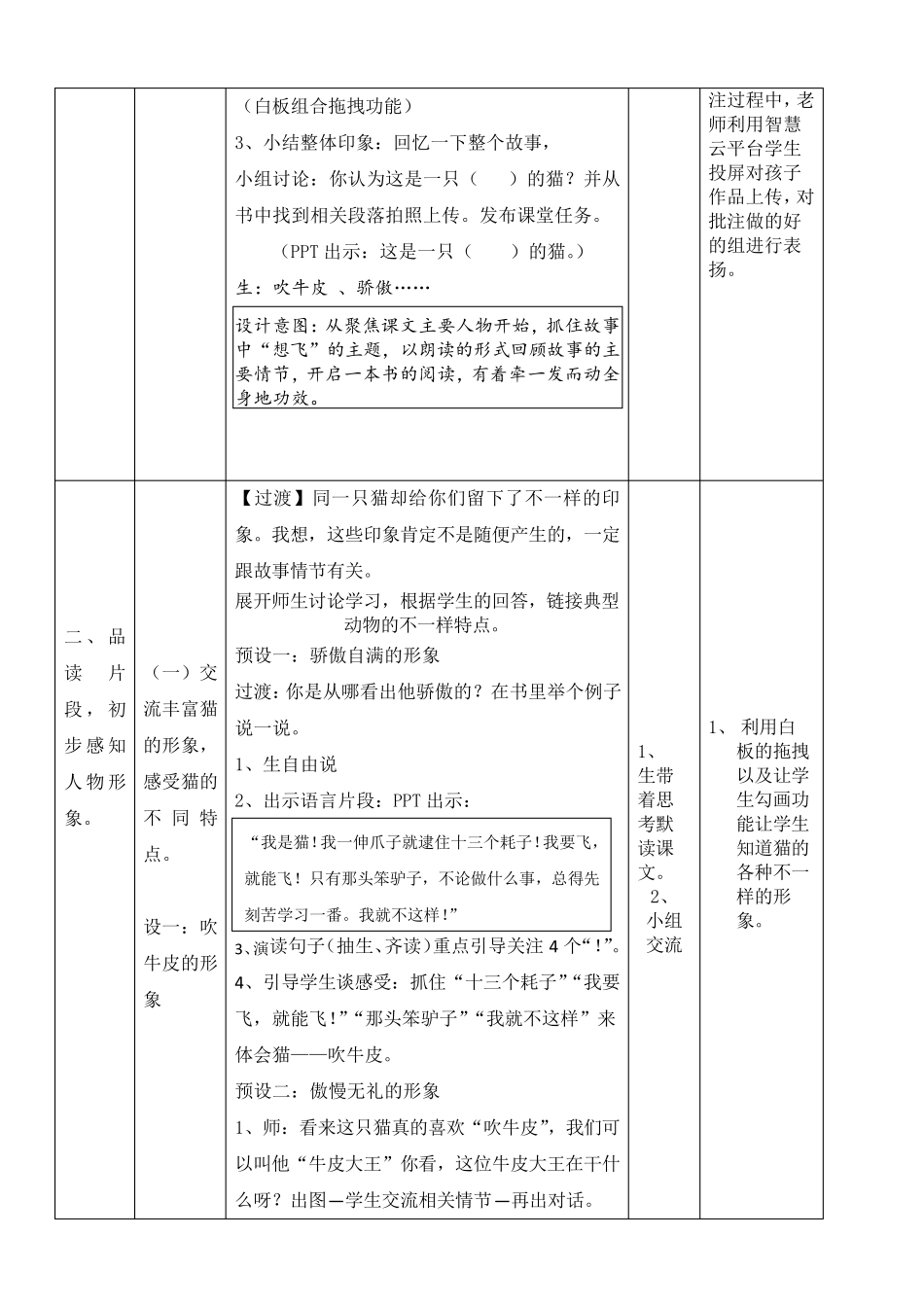 异想天开的猫《一只想飞的猫》整本书阅读交流教学设计_第3页