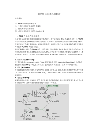 引物纯化方式选择指南