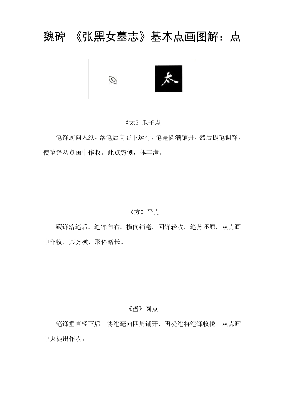 张黑女墓志基本点画、笔势、笔顺图解_第1页