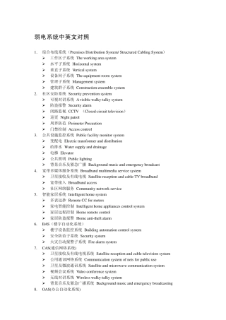 弱电系统中英文对照