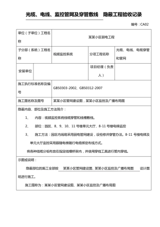 弱电隐蔽工程检查验收记录