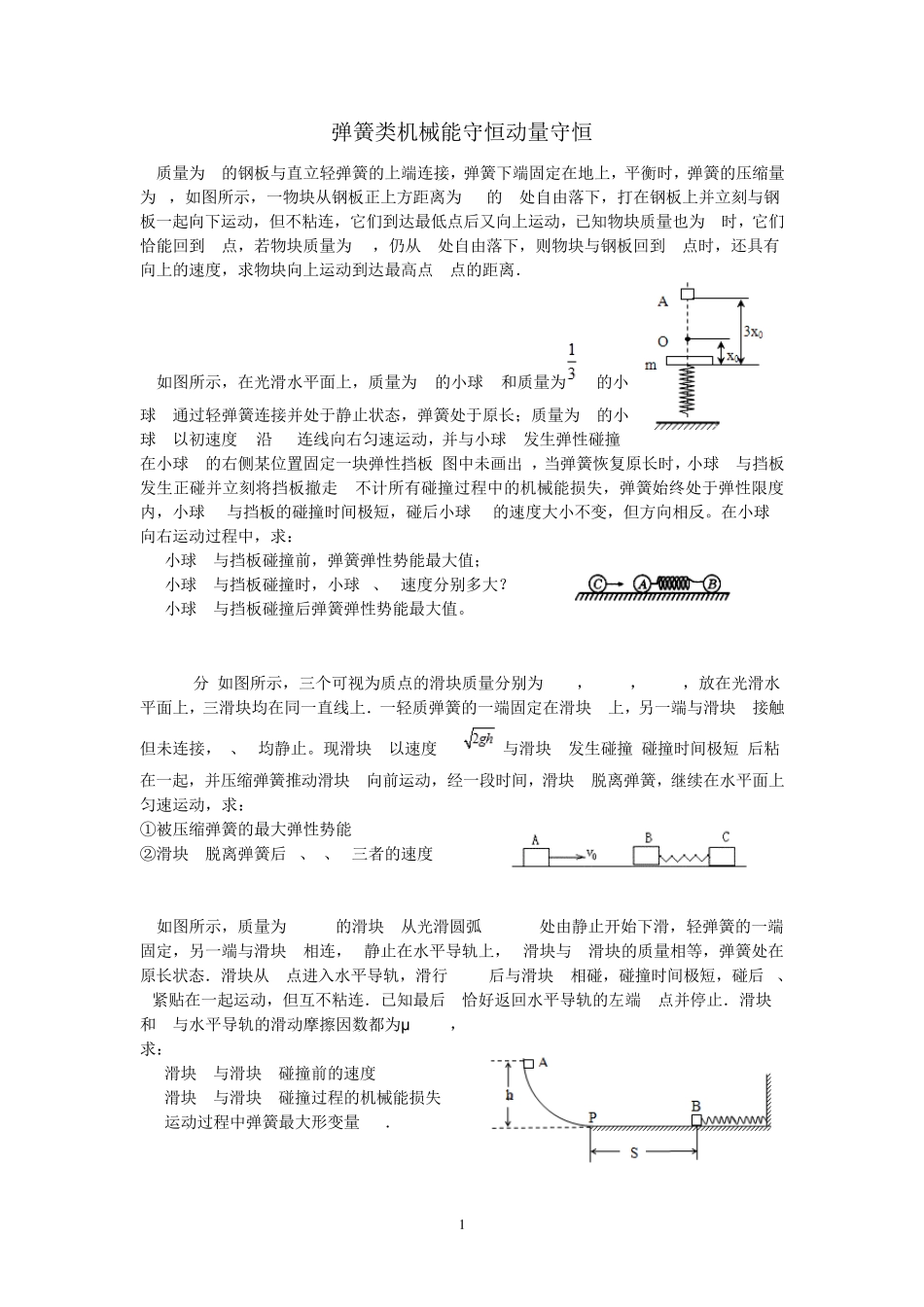 弹簧类机械能守恒动量守恒_第1页