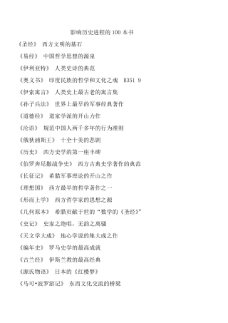 强烈推荐影响历史进程的100本书