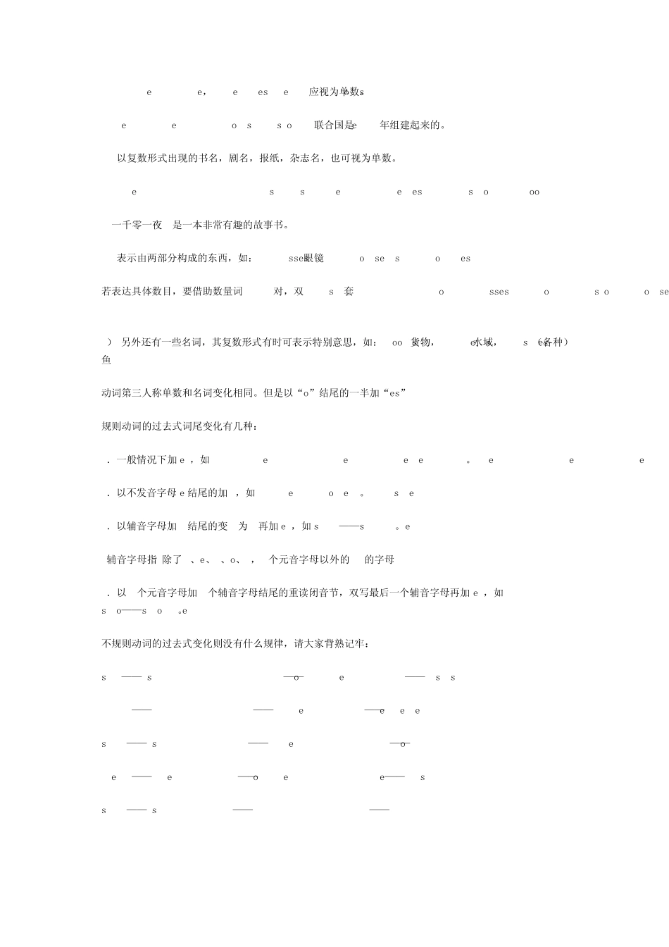 归纳可数名词复数、动词第三人称单数、动词过去式的变化形式_第3页