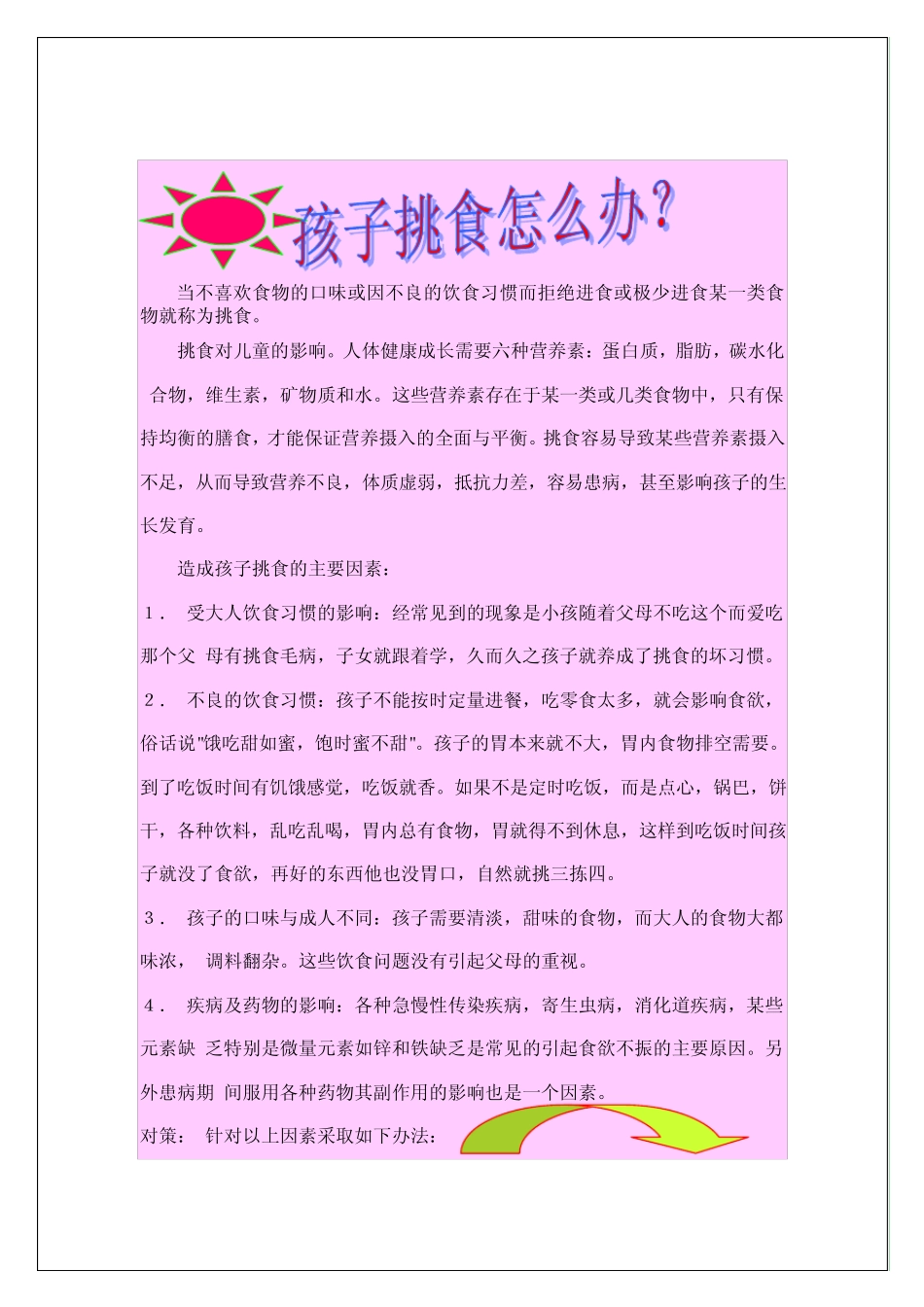 当不喜欢食物的口味或因不良的饮食习惯而拒绝进食或极_第1页