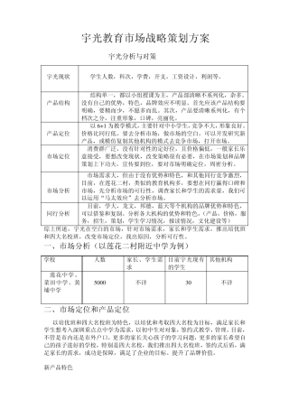 教育培训市场战略策划方案