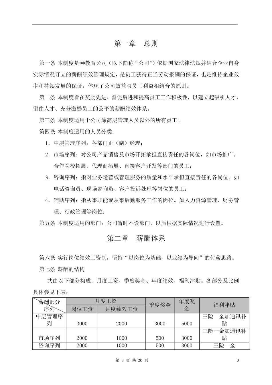 教育培训机构薪酬绩效管理制度_第3页