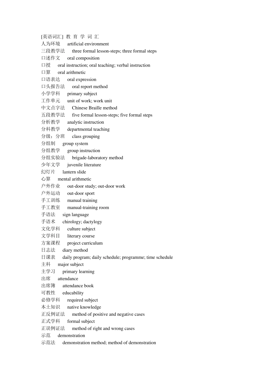 教育学专业英语词汇_第1页