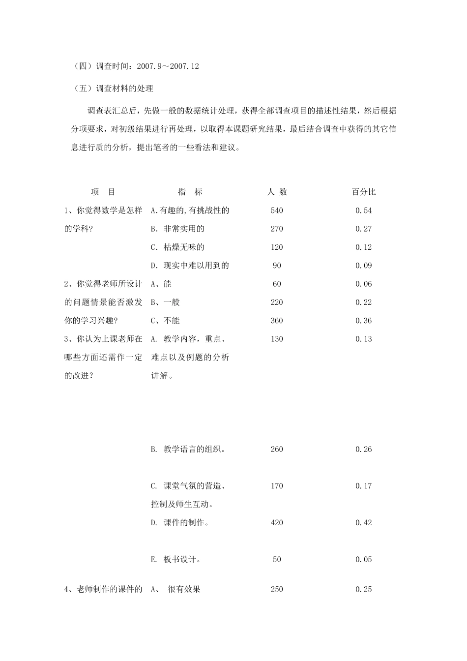 教育实习基础教育调查报告(师范生)高中数学课堂现状调查报告分析_第2页