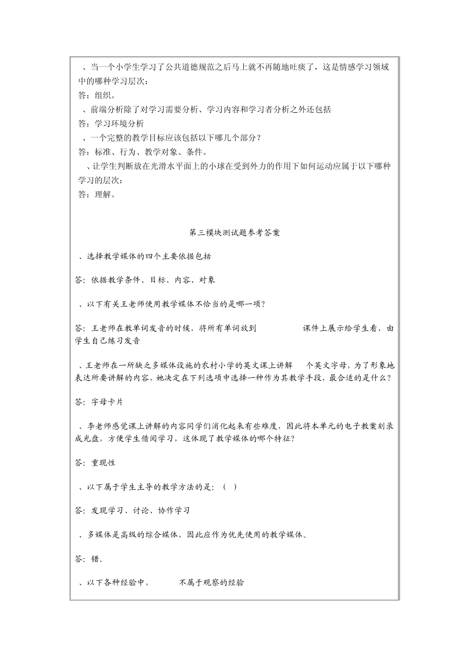 教育技术培训第一至七模块测试题参考答案_第3页