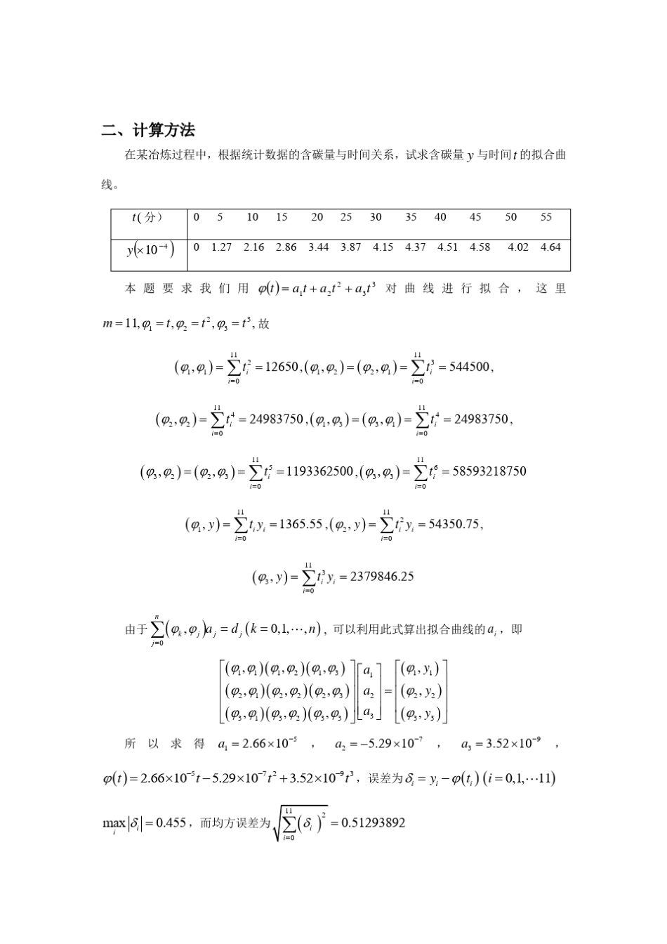 数值分析设计曲线拟合的最小二乘法_第2页