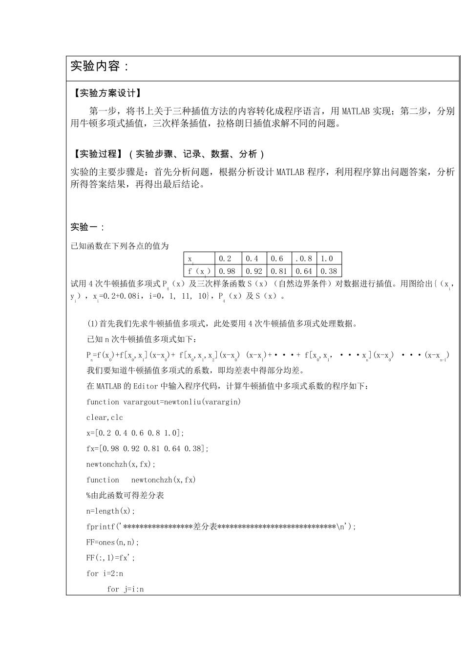 数值逼近实验报告1_第3页