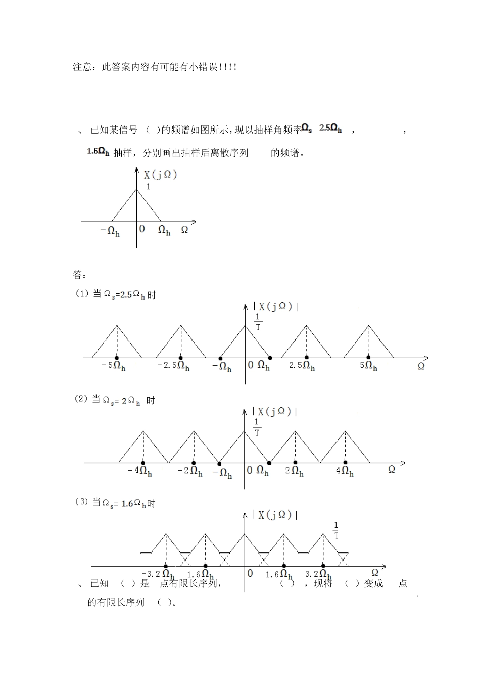 数字信号处理期末复习题目解答_第1页