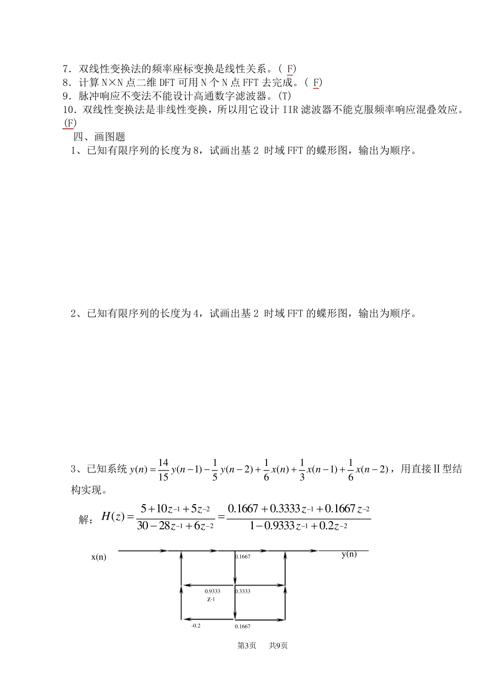 数字信号处理期末重点复习资料答案_第3页