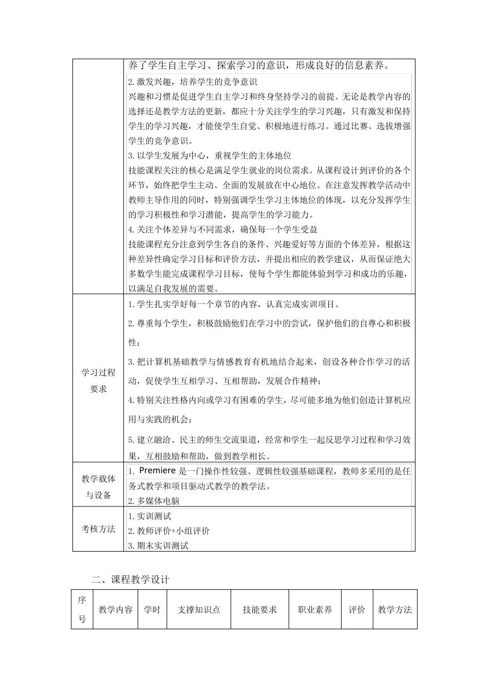 数字影音编辑与合成(PremiereProCS6)课程标准_第3页