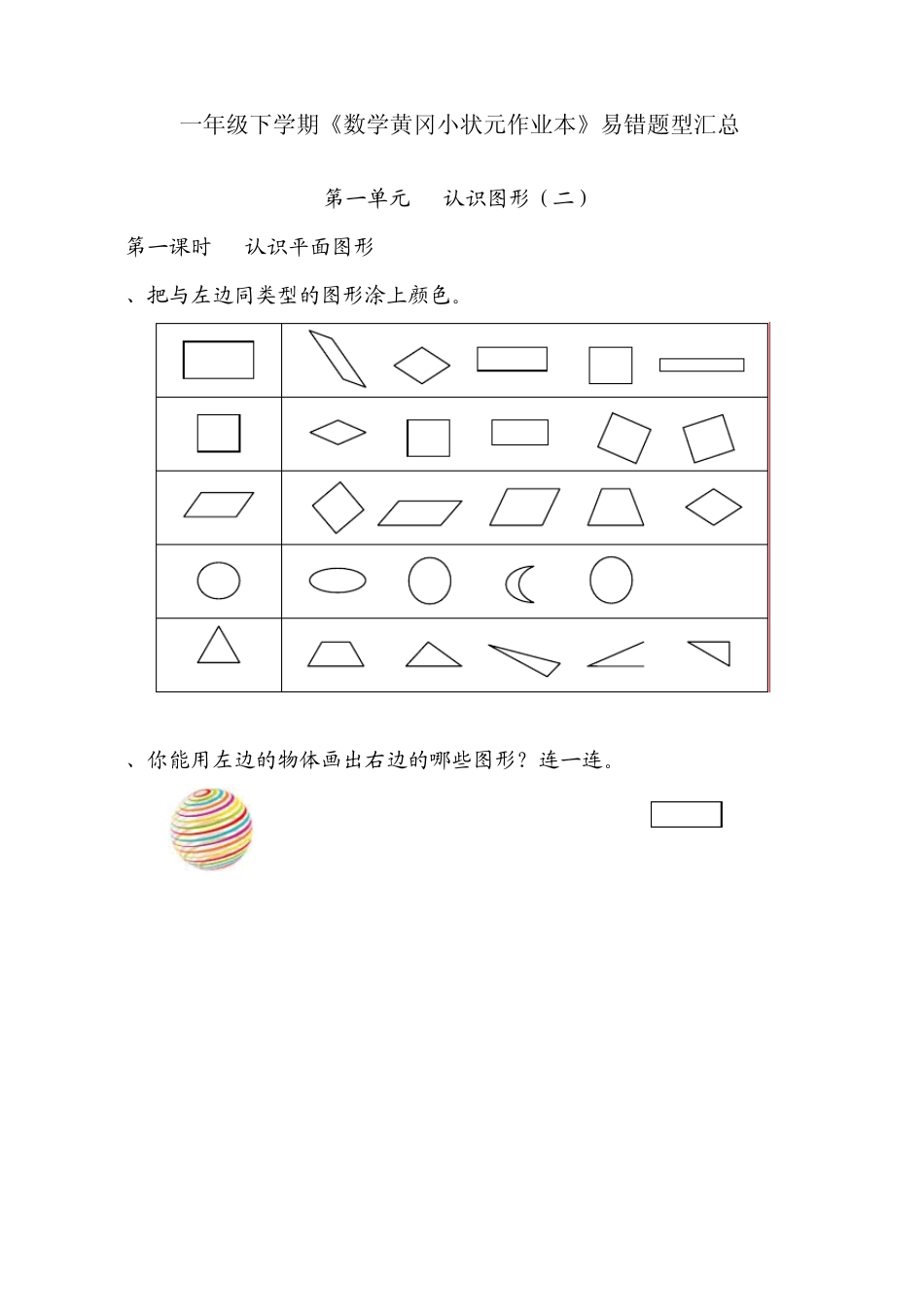 数学一年级下学期易错题型汇总(第一二单元)_第1页