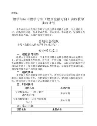 数学与应用数学专业(数理金融方向)实践教学