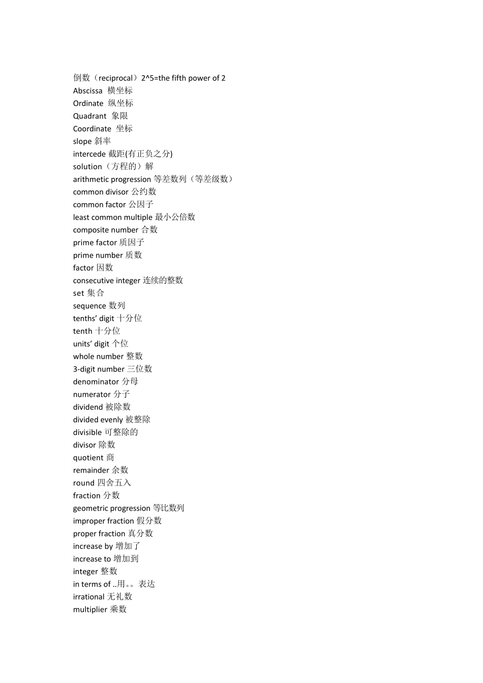 数学专业术语_第1页