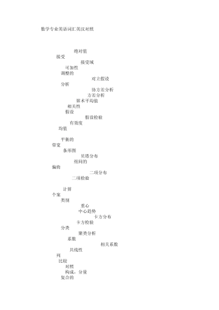 数学专业英语词汇英汉对照