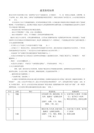 方信恒丰蔬菜验收标准
