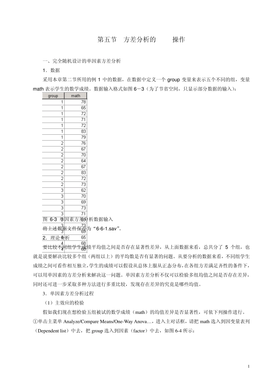 方差分析的SPSS操作_第1页
