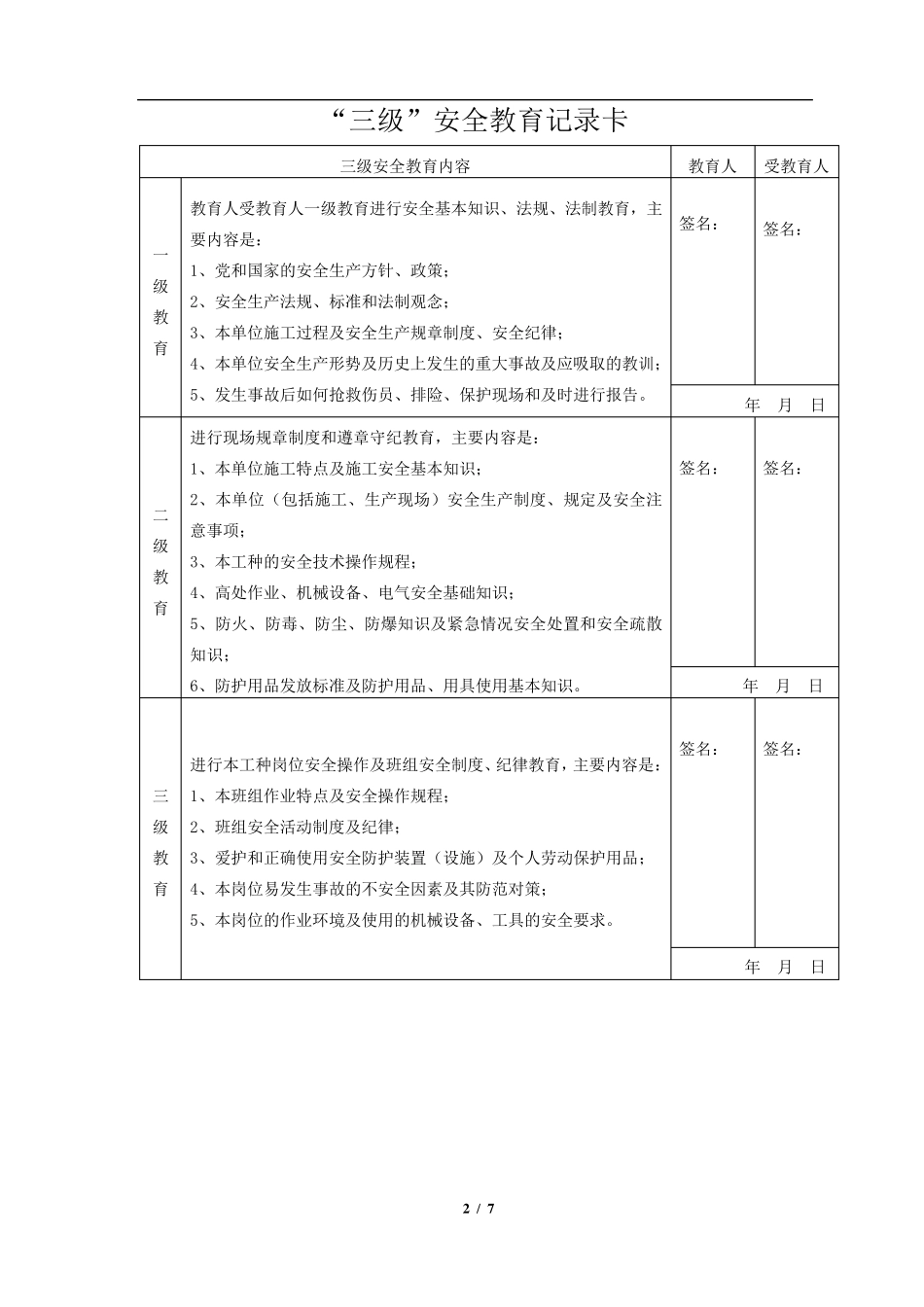 施工企业职工入场三级安全教育内容_第2页