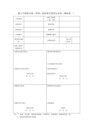 施工升降机使用安全管理台帐