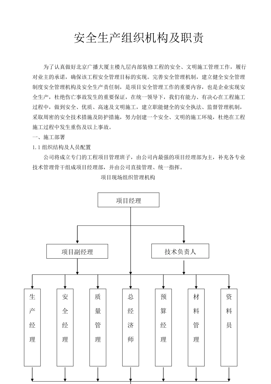 施工单位安全管理组织机构及职责_第1页