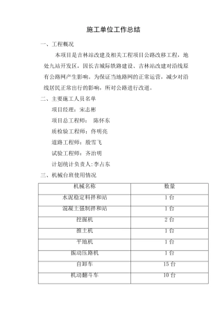 施工单位工作总结