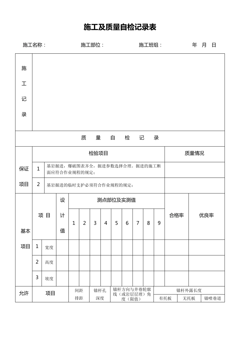 施工及质量自检记录表_第1页