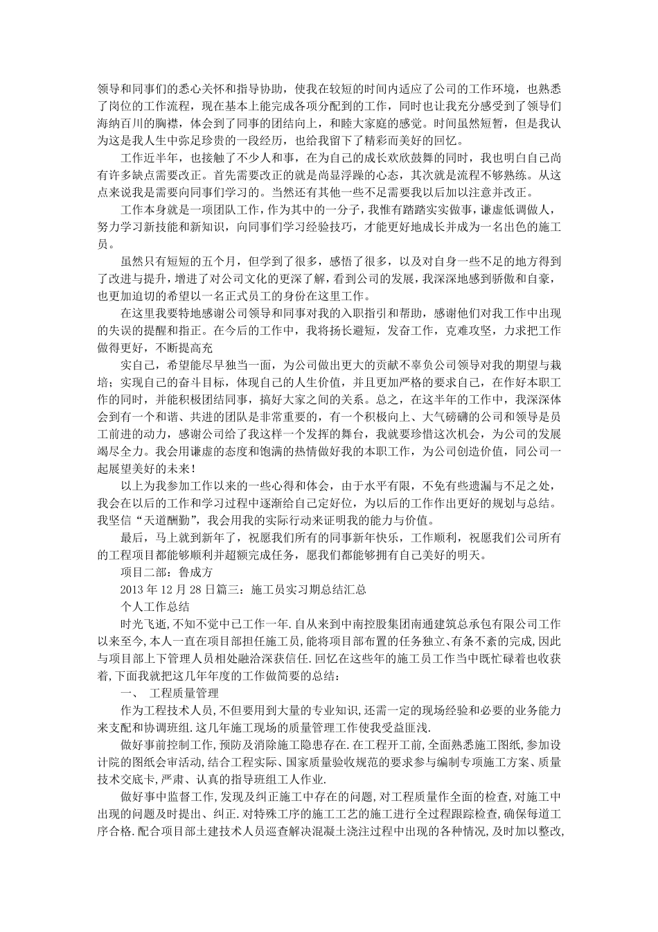 施工员试用期工作小结_第2页