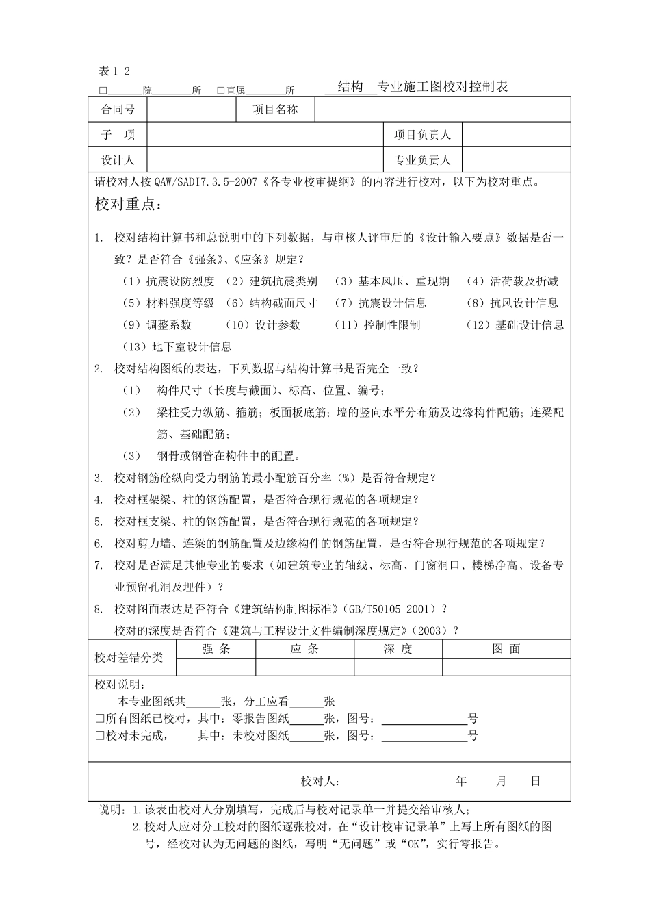 施工图校对控制表、审核信息表_第3页