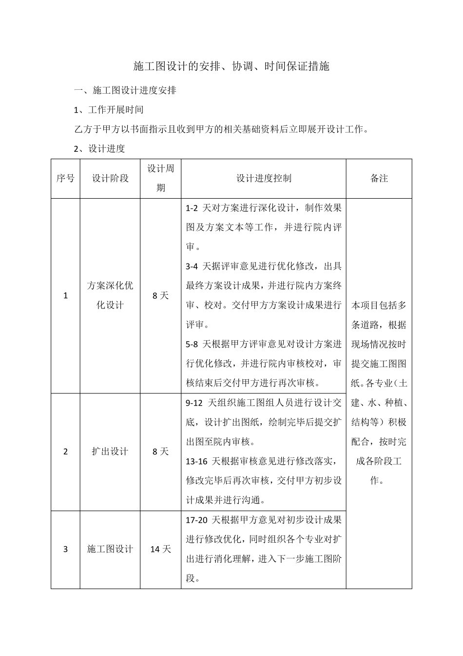 施工图设计的安排、协调、时间保证措施_第1页