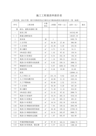 施工工程量清单报价表