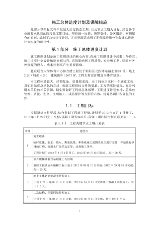 施工总体进度计划及保障措施