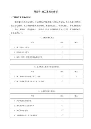 施工重难点分析