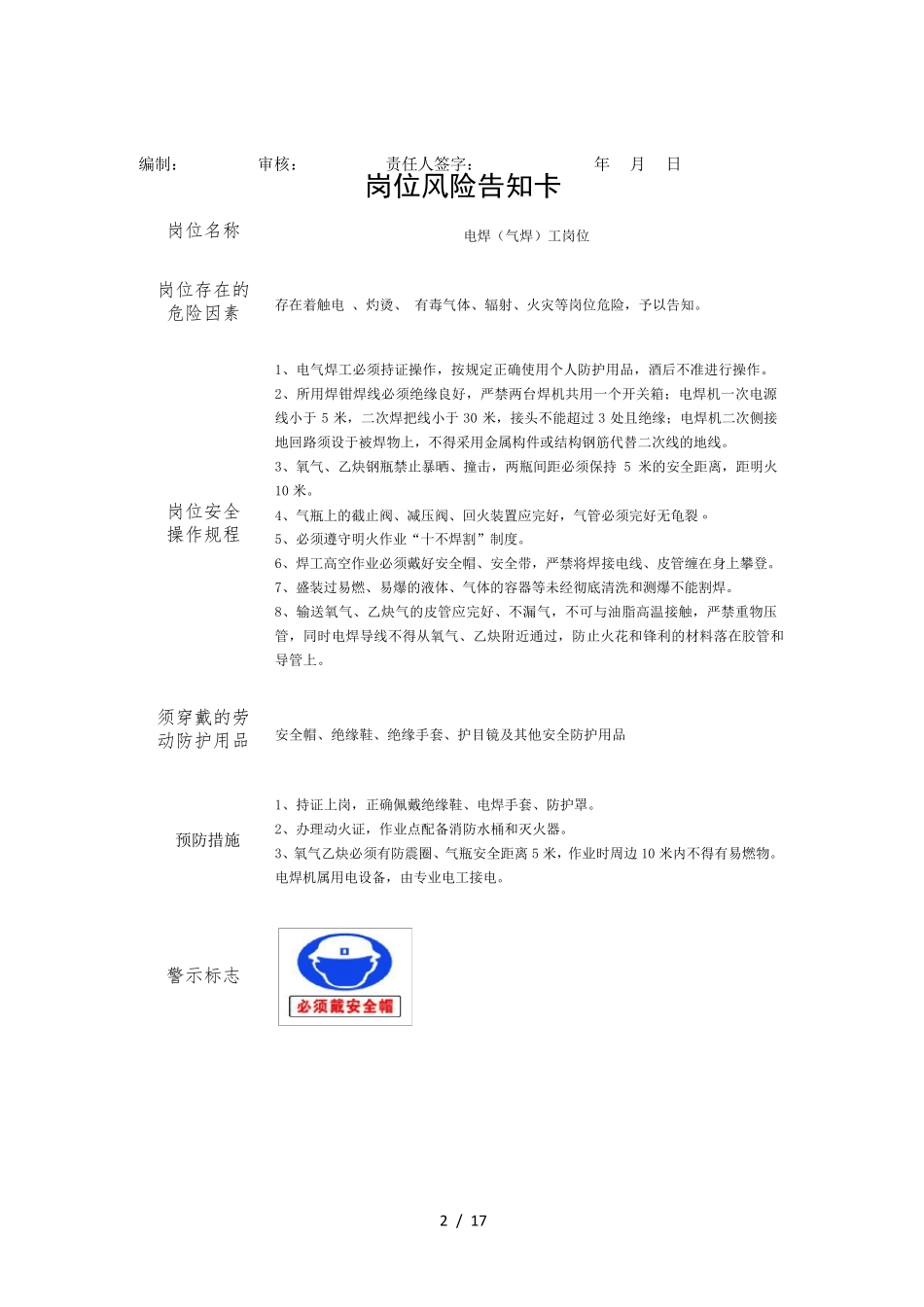 施工项目风险告知卡_第2页