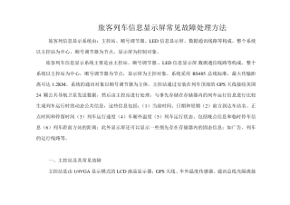 旅客列车信息显示屏常见故障处理方法
