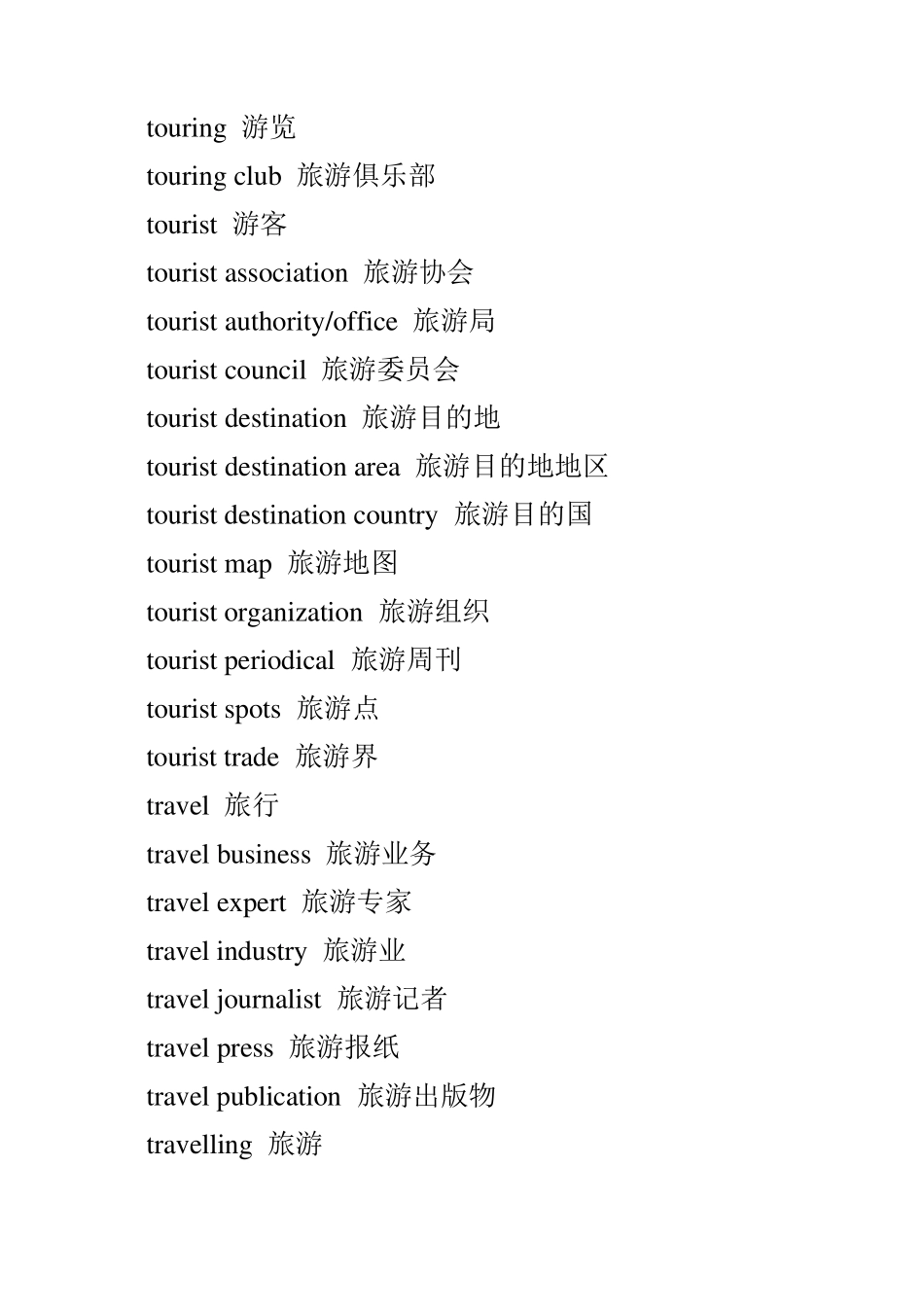 旅游专业英语词汇_第3页