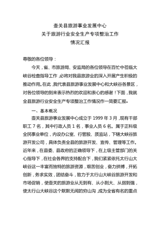旅游安全工作情况汇报