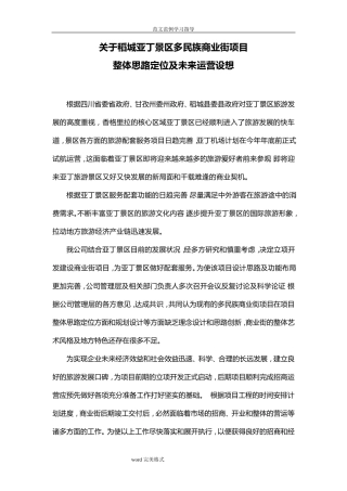 旅游景区商业街《思路定位及运营设想方案》