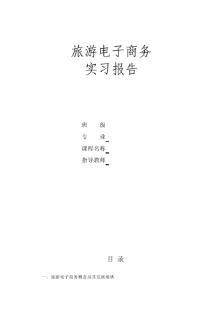 旅游电子商务的实验报告