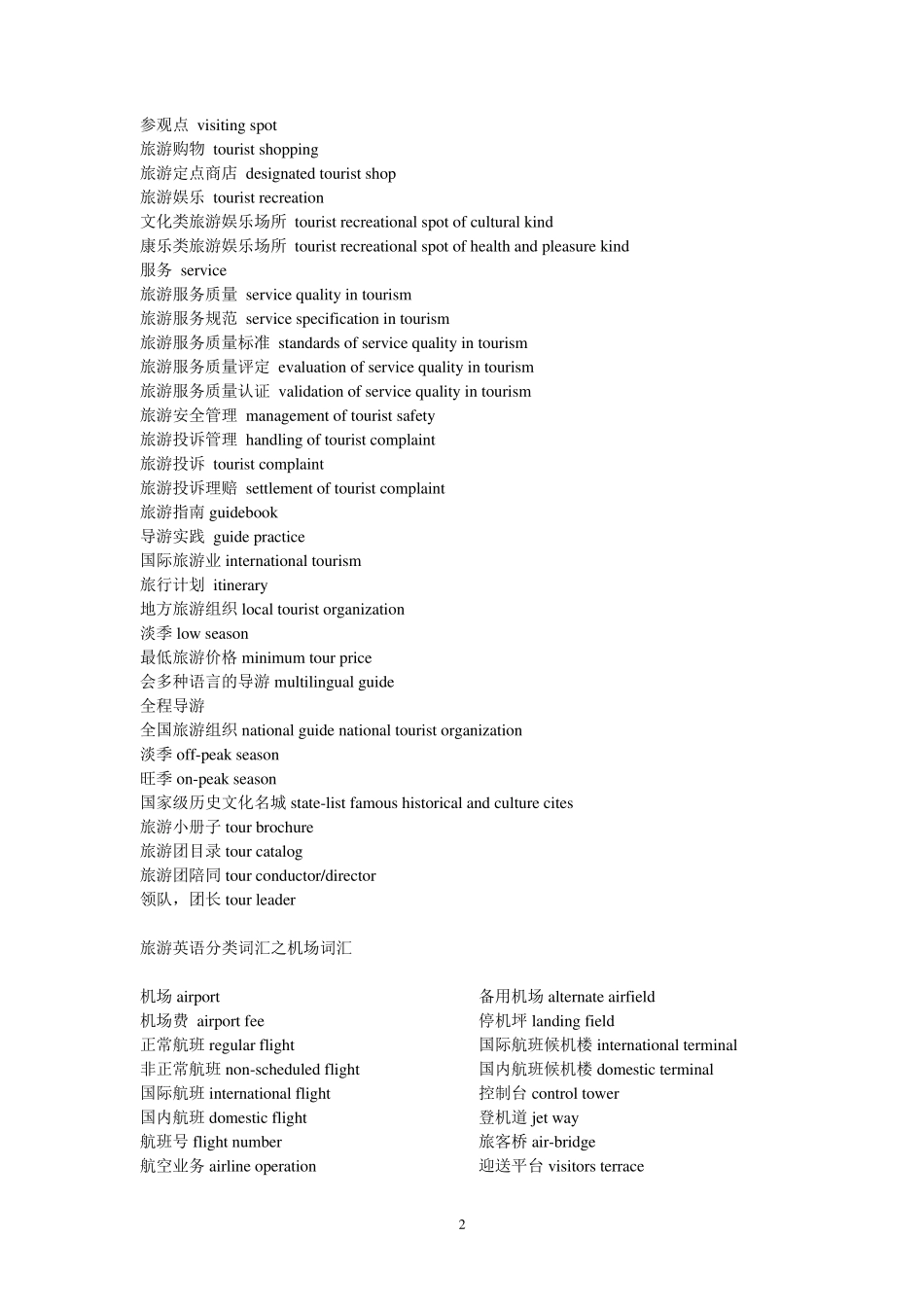 旅游英语专用术语_第2页