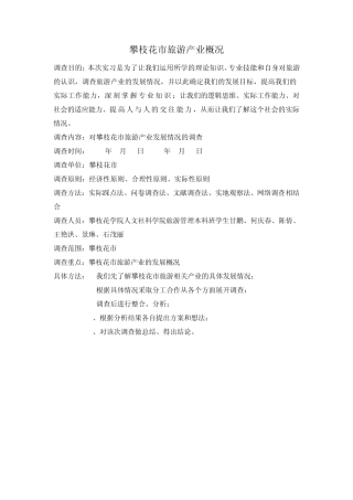 旅游行业调查报告