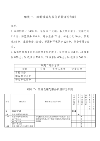 旅游设施与服务质量评分细则(新标准)