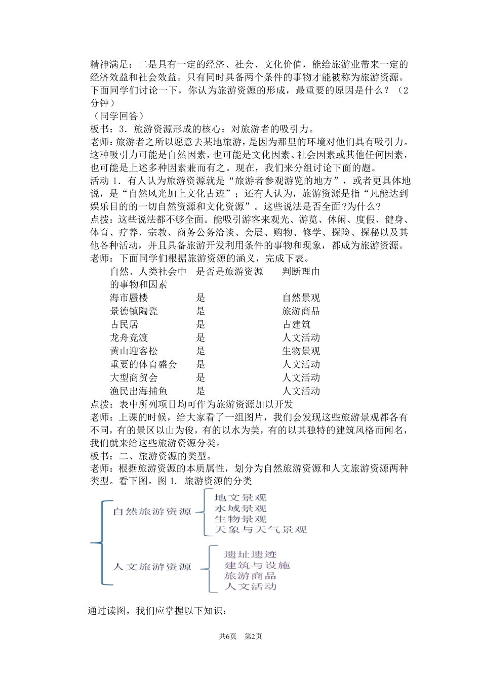 旅游资源分类与特性教案_第2页